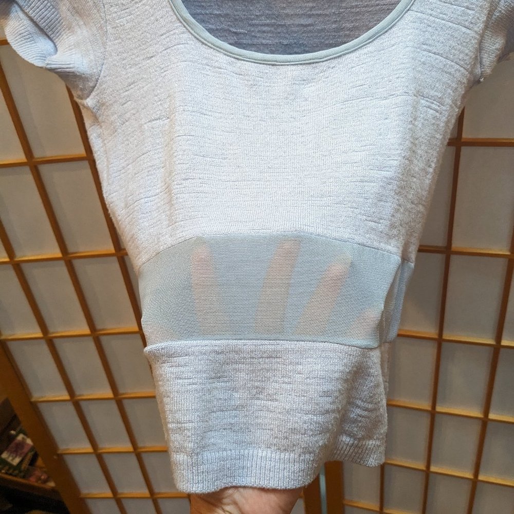 Vintage Y2K bebe Powder-Blue Cap Sleeve Peek-a-boo Sweater - Picture 13 of 13